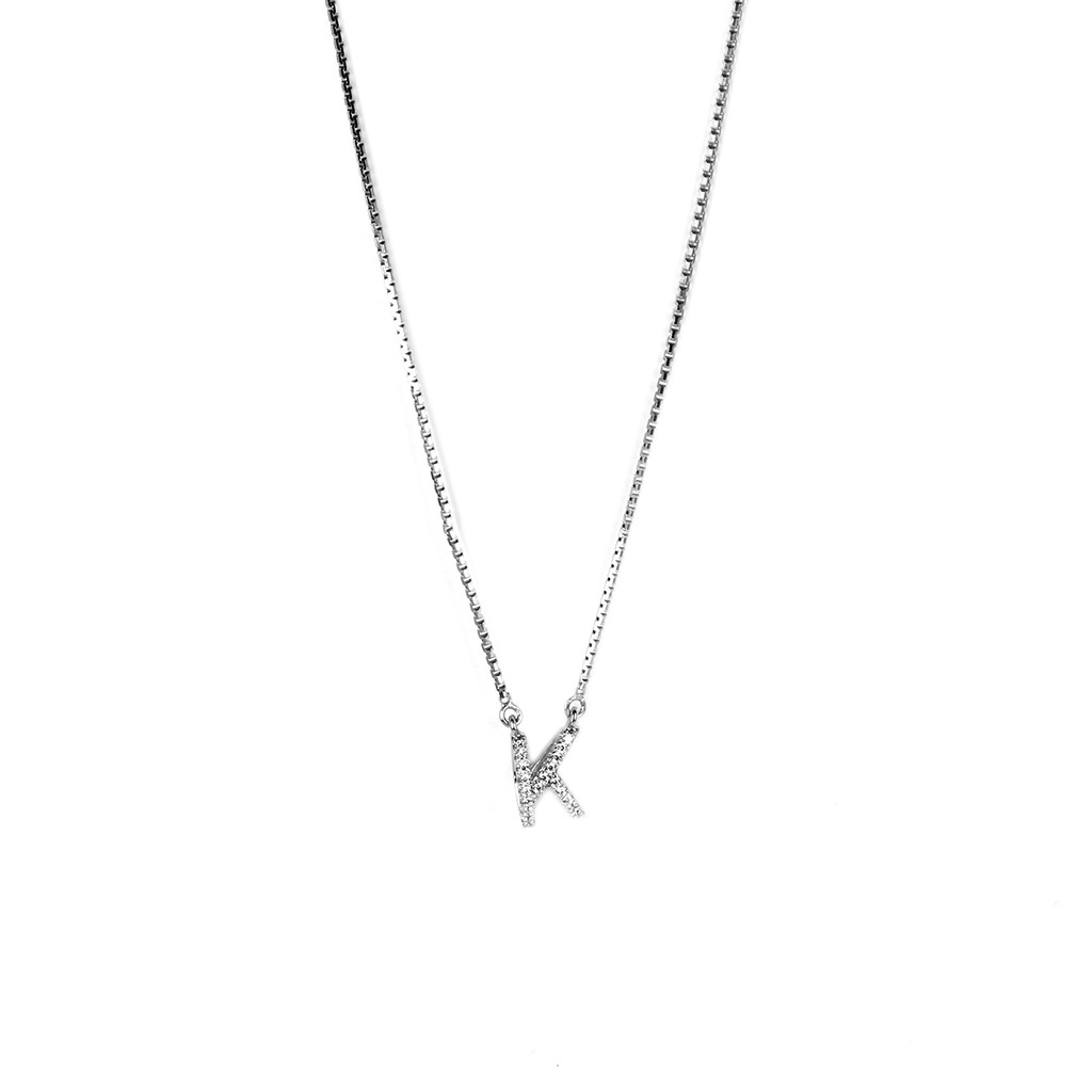 Dparis kalung silver inisial K