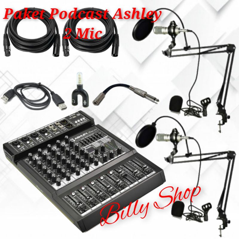 Paket Podcast Ashley 2 Mic Mixer Remix 602 Mic Studio Voice 2 Orang