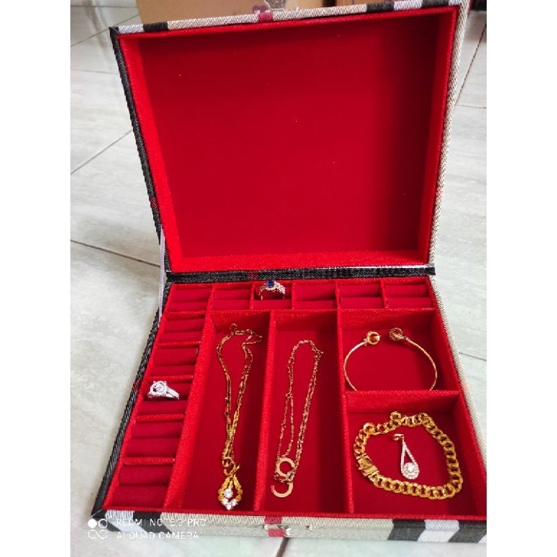 kotak perhiasan kulit motif blubery sintetis unk 11cincin+4kotsk kosong unk kalung gelang anting