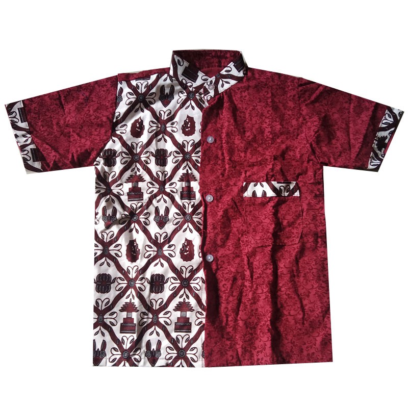 Baju Koko Anak Kombinasi Batik Embos