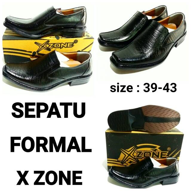 Sepatu pantofel pria hitam polos X zone sepatu formal pria murah dan vantovel pesta kagong pantoufel