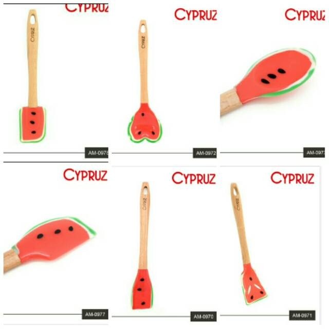 Paket Spatula Sutil Silikon Cypruz Motif Semangka 6 Pcs Silicone Set