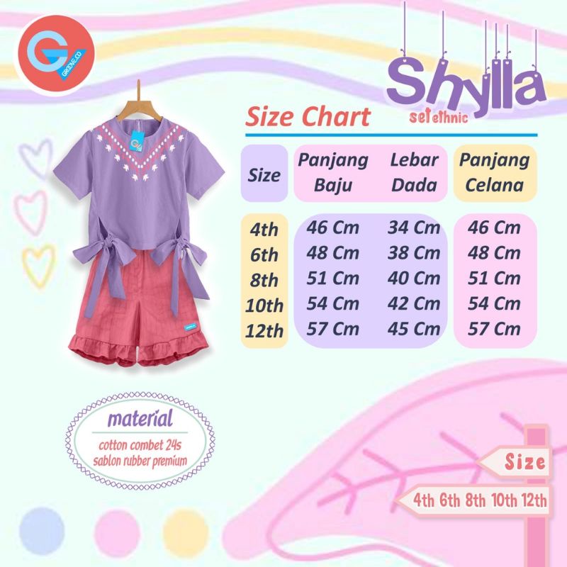 Setelan anak perempuan shylla set ethnic size 4- 12 tahun by groove