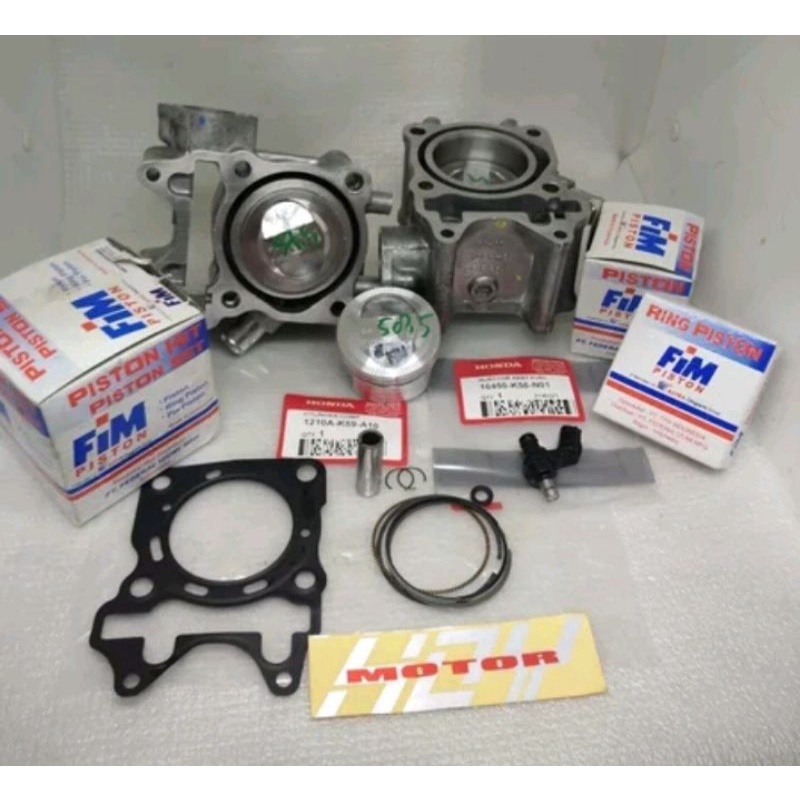 Block Blok Honda Vario 125 150 Bore up Seher FIM 57 57.5 58 58.5 59 pin 13 plus injektor plus paking