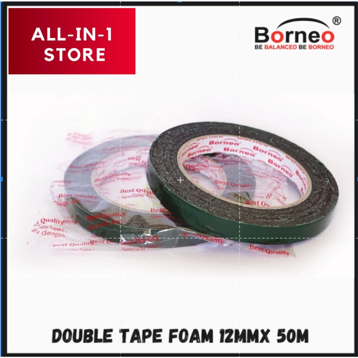 

Borneo Double Tape Foam Panjang 12mm x 5m, Doble Tape Kuat