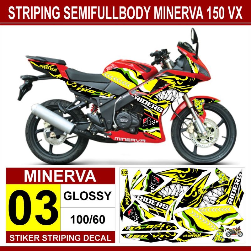 sticker striping decal Minerva 150 vx Semifulllbody variasi sharks