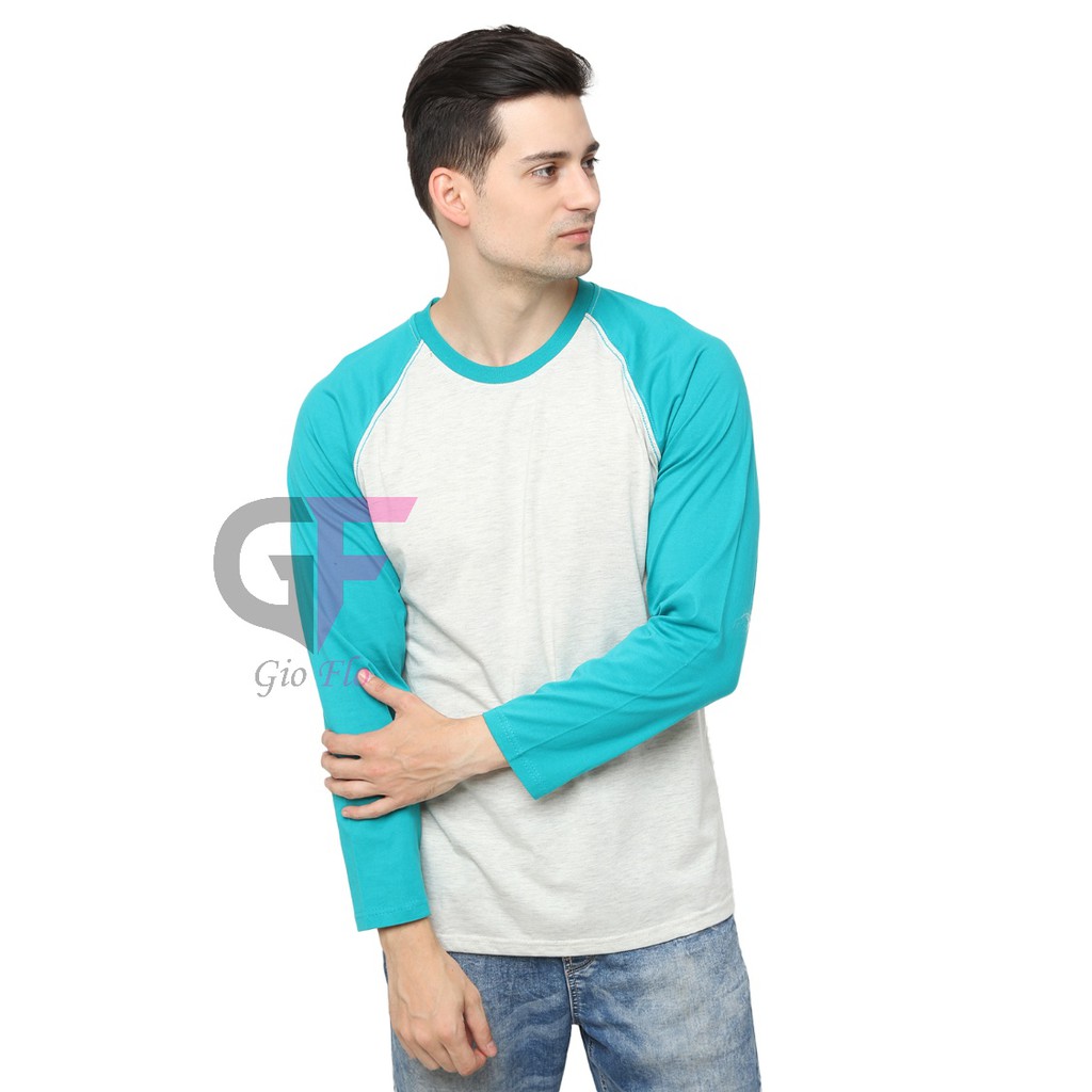 GIOFLO Baju 2 Warna Lengan Panjang Pria Putih Misty Tosca / PLS 91