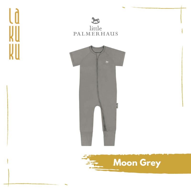 Lakuku - Little Palmerhaus Sleep and playsuit Setelan Piyama Baju Tidur Anak Bayi Sleepsuit zipper Lengan pendek Celana Panjang-Moon grey