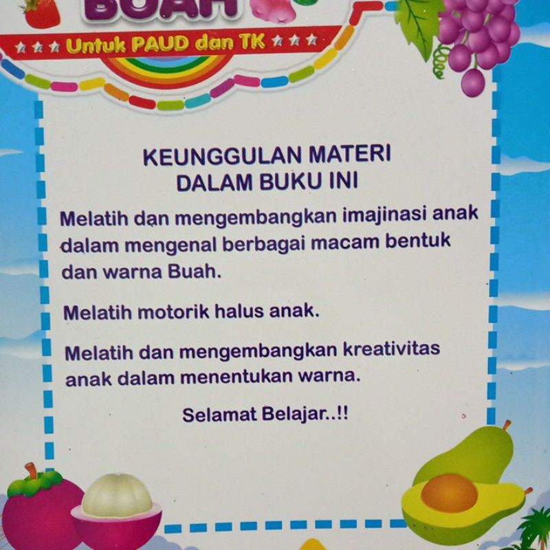 Buku Mewarnai Buah Untuk Anak Paud/Tk