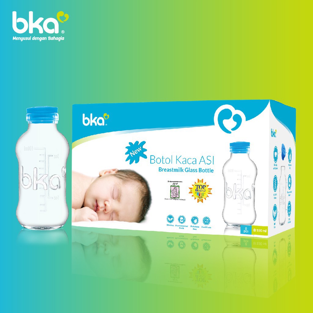 BKA Botol Asi Kaca 4Pcs / 8Pcs  Breastmilk Storage Glass Bottle 100ml