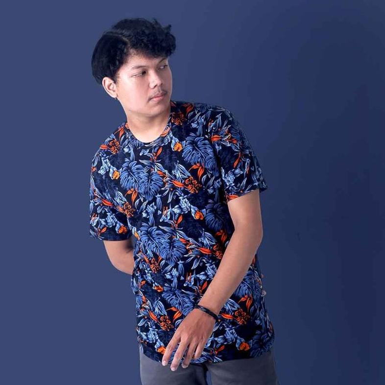 15 Motif - Kaos Distro Pria Kaos Printing Cotton Combed 30S Motif Motiv Batik Bunga Daun Tengkorak