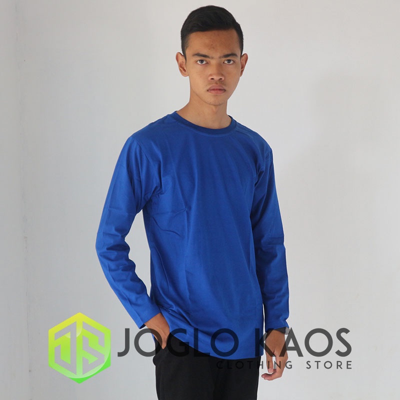 Jual Kaos Lengan Panjang Polos Biru Benhur Dongker Combed 30s Shopee