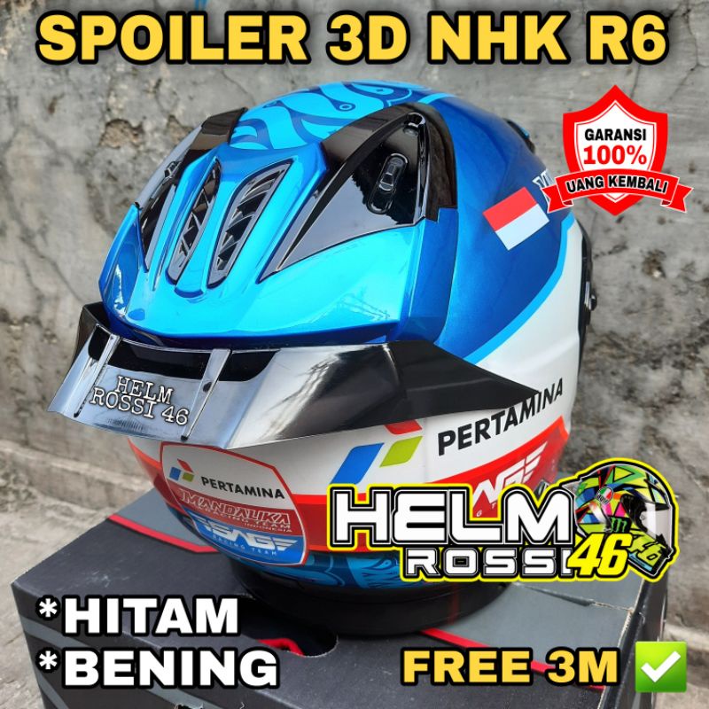 Spoiler Helm NHK R6 3D R 6 Hitam Bening Winglet Model GPR Pista Sudah Termasuk 3m Double Tape