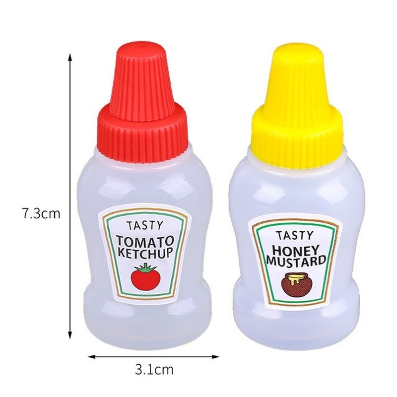 2pcs / Set Botol Saus Tomat / Tomat / Kecap / Salad / Bumbu Bahan Plastik Ukuran 25ml Dengan Tutup Untuk Dapur