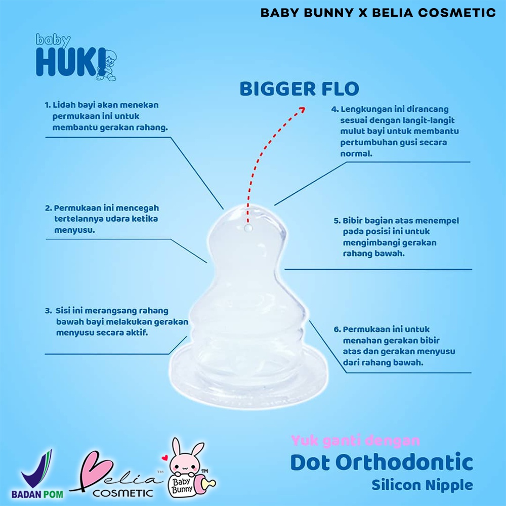 ❤ BELIA ❤ BABY HUKI Series | Orthodontic ECER, 3 in 1 | Empeng 2 In 1 | Regular Silicone Nipple | Dot Susu Botol Milk Bottle 0 Sampai 6+