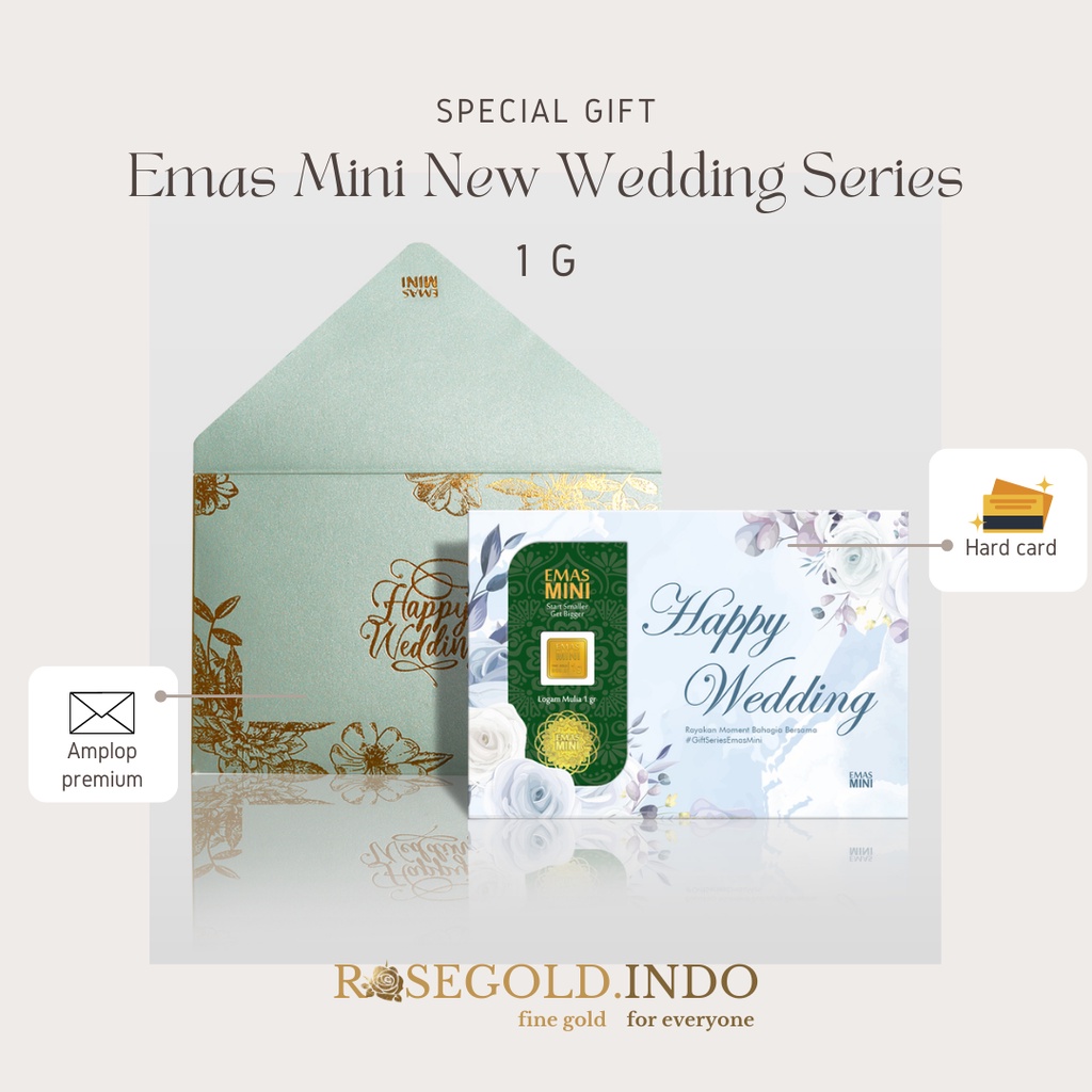 Gift Series Edisi Wedding Emas Mini Logam Mulia 0.5 dan 1g