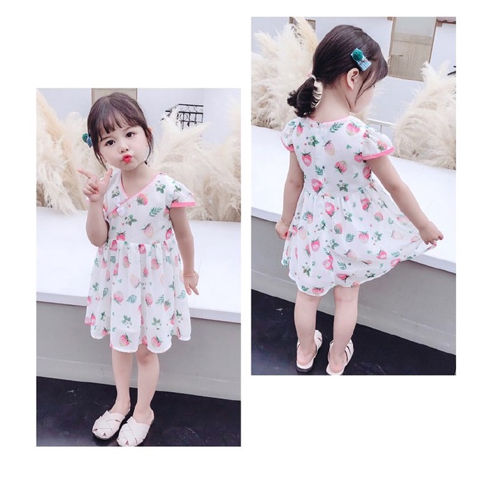 Promo !! Dress anak perempuan import/ dress cute/ Dress strawberry tiffany girl  uk 1-2th