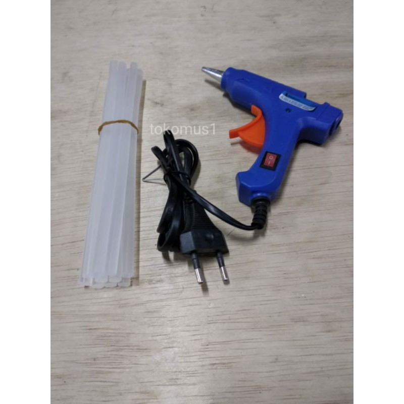 PROMO ALAT LEM TEMBAK 20 WATT  WOODPECKER ON OFF+ 10 REFILL 20CM PAKET GLUE GUN BAKAR KECIL