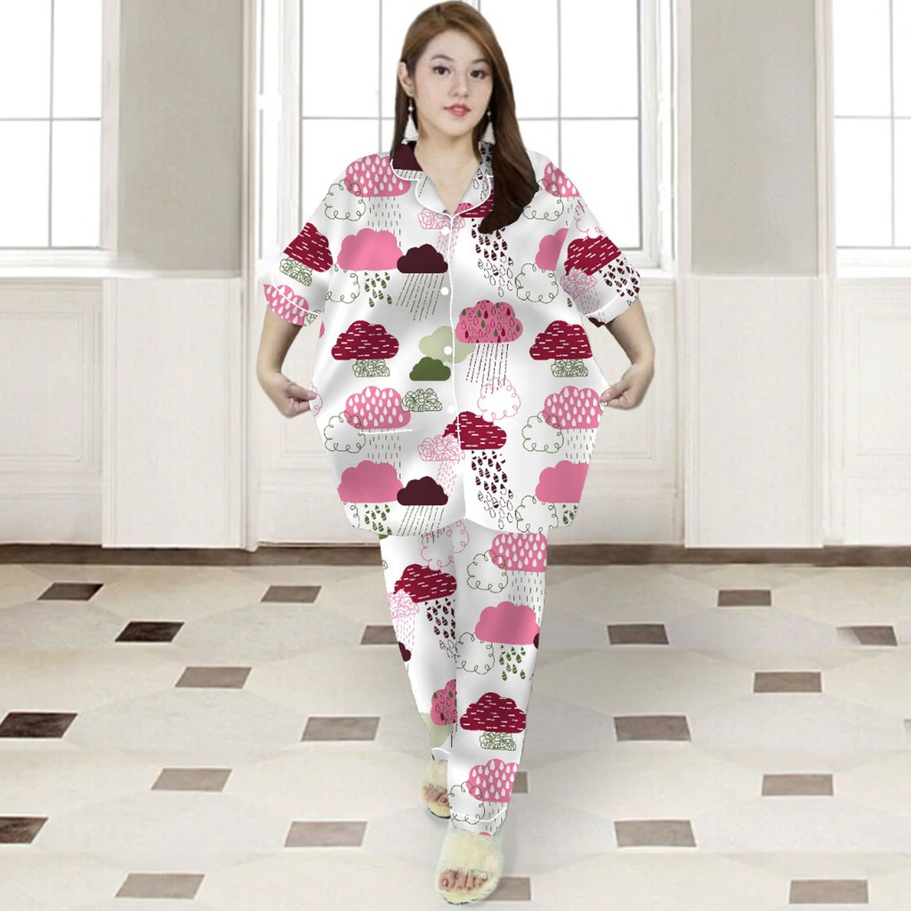 ISANNY PIYAMA SET SIZE.XXL/PIYAMA CP JUMBO KARAKTER/PIYAMA MURAH/PAKAIAN WANITA/REAL PICT-AWAN AIR PINK