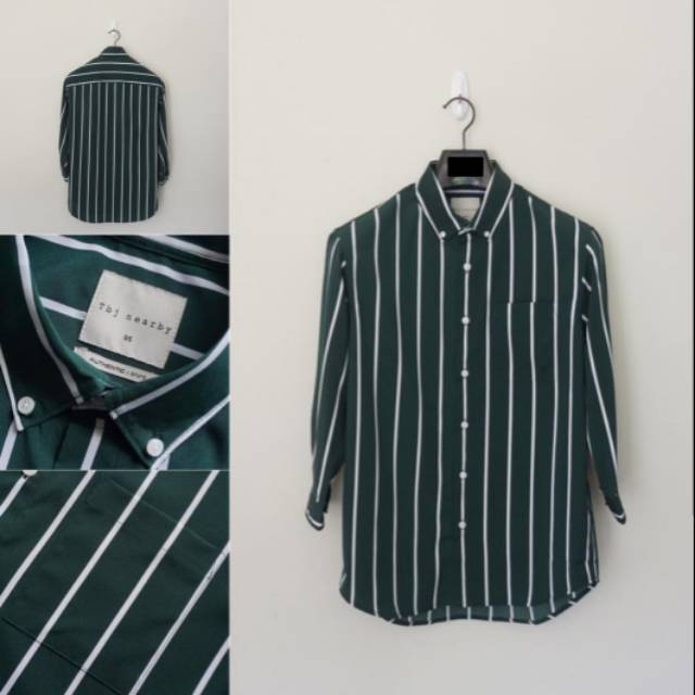 Kemeja tbj nearby green stripe