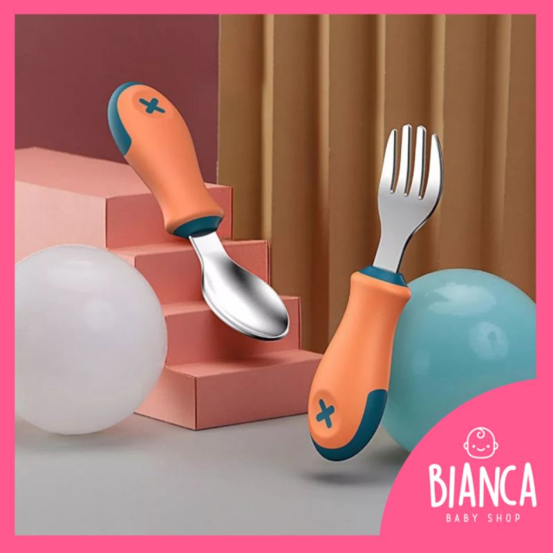 BIANCA - HK Sendok Garpu Stainless Anak + Box Penyimpanan