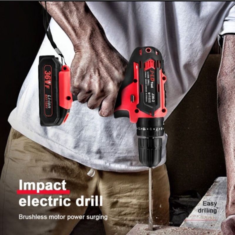 Mesin Bor Cordless JLD 36v Impact Drill Bor tanpa kabel