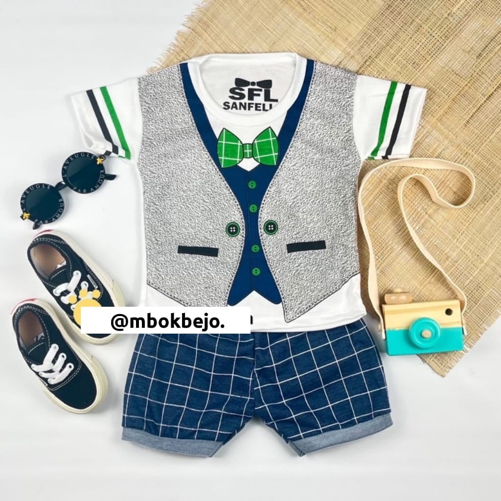 SETELAN BAJU ANAK COWOK PROFESI GAMBAR TUXEDO LUCU SET PAKAIAN ANAK MURAH