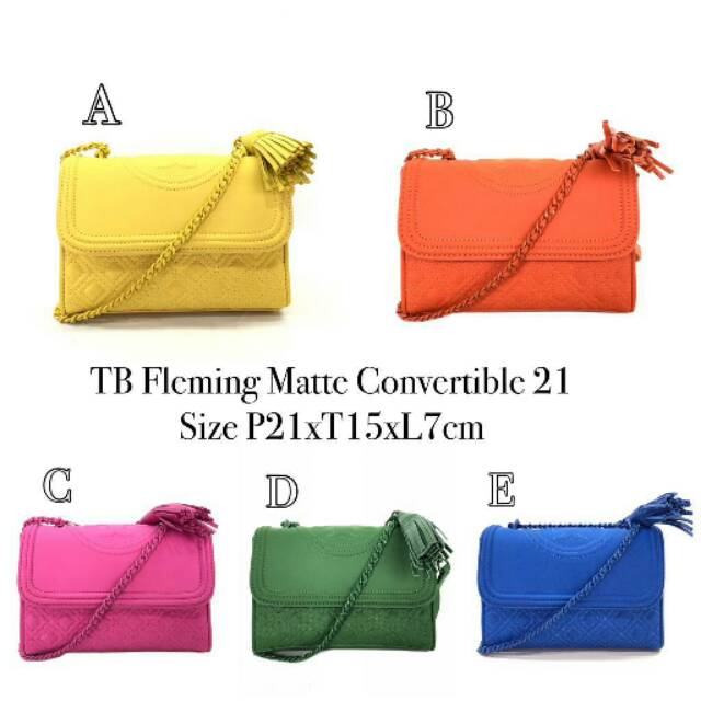 Tory Burch Fleming Matte Neon Convertible 21 tas original authentic asli totebag