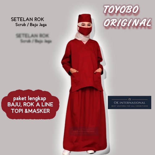 Baju Jaga Lengan Panjang Setelan Rok - Seragam Perawat Oka Ok Dokter Tenaga Medis Toyobo Original Jumbo Big Size