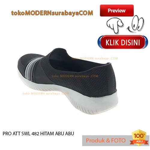 PRO ATT SWL 482 HITAM ABU ABU Sepatu Wanita Sepatu Slip On Karet