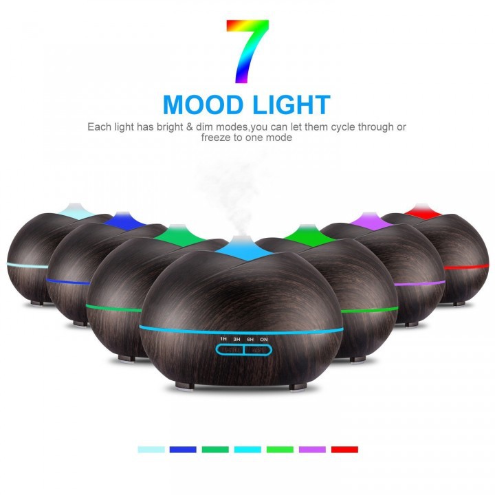 H15 - Wooden Essential Oil Aroma Humidifier 7 Color LED Light- 400ml