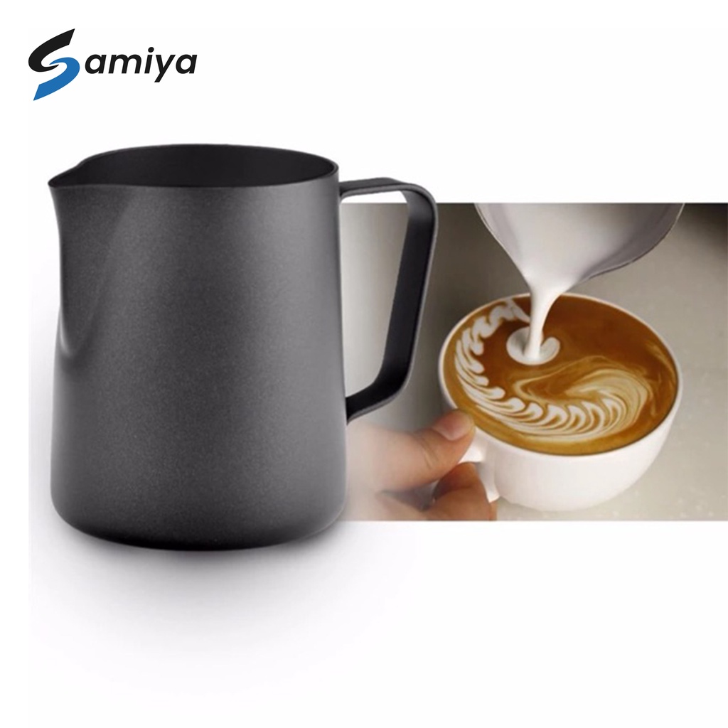 milk jug teflon 350ml / latte art / milk frother / pitcher susu / milk jug hitam / tempat susu