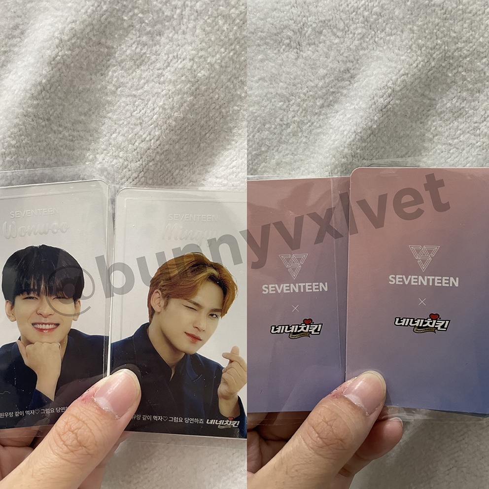 PC TC TRADING CARD OTP MEANIE MINGYU WONWOO SEVENTEEN NENE CHICKEN TRANSPARAN