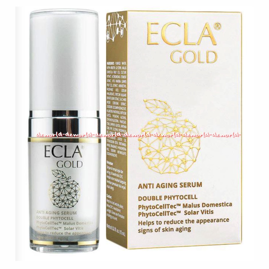 Ecla Gold Anti Aging Serum 10ml Antiaging Serum yang Double Steam Cell Ecla Golden Seruum Muka Wajah