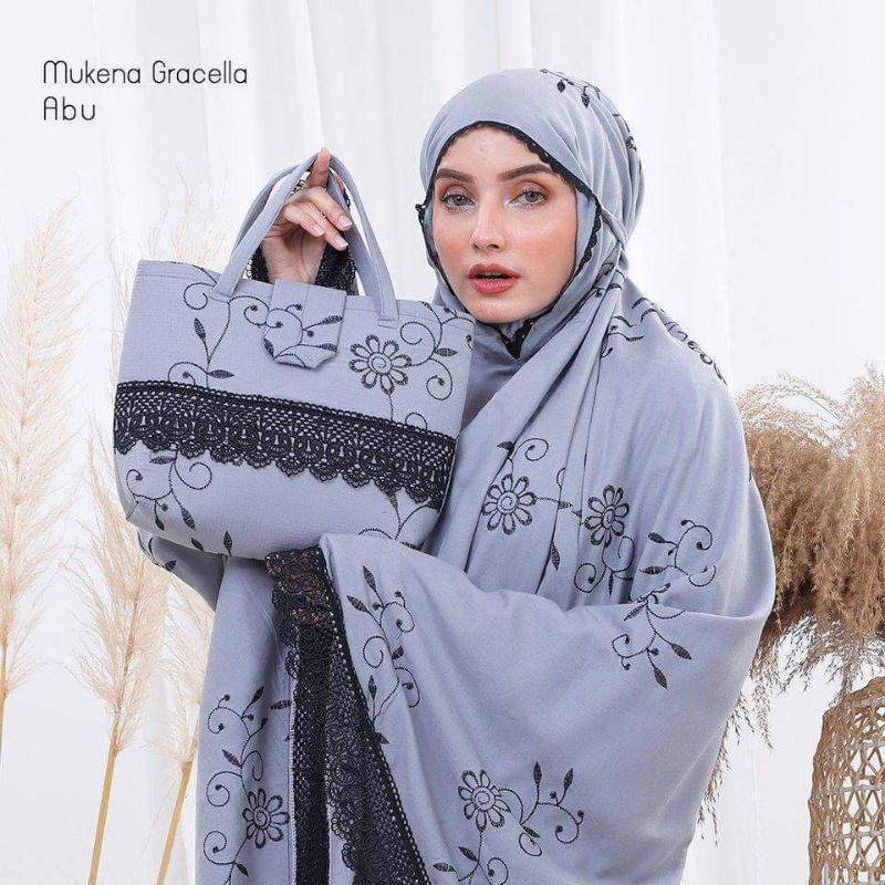 Mukena dewasa gracella bordir jumbo  original Bunga teratai mewah premium