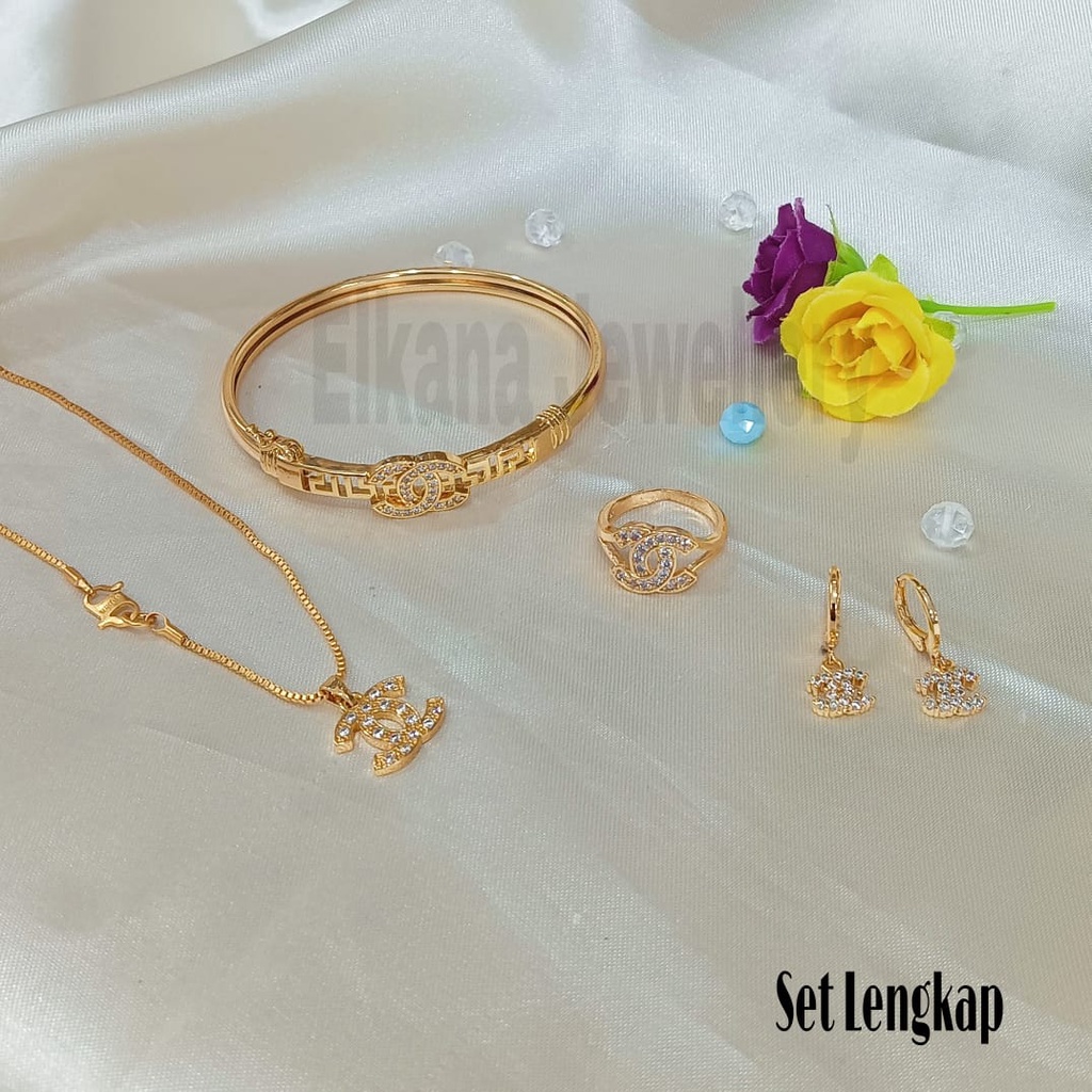 SET LOGO BANGLE MENAWAN PERHIASAN ANTI KARAT&amp;ANTI LUNTUR