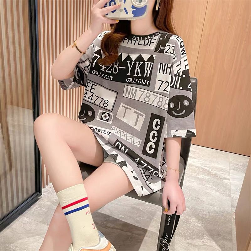 THISTLE - Oversize Tee Tshirt Wanita Model Longgar Motif YKW Full Print