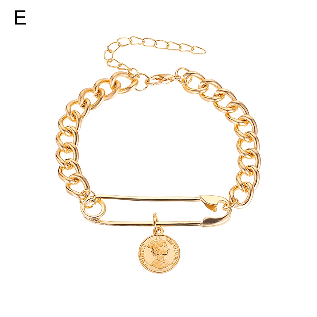 Hu Hu Hu Hu Hu Alat Bantu Pasang Kacamata♡ Gelang Tangan Rantai Tebal Bahan Alloy Gaya Retro Untuk Wanita