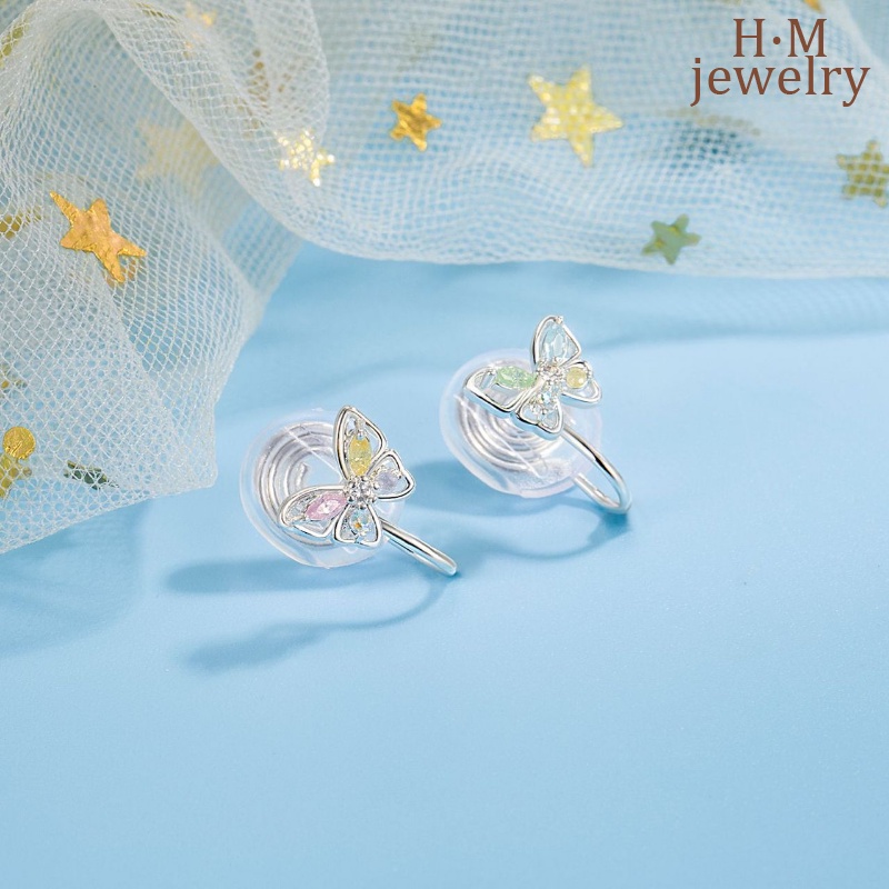 Anting Klip Tanpa Tindik Desain Kupu-Kupu Hias Berlian Imitasi Warna-Warni Untuk Wanita 2022