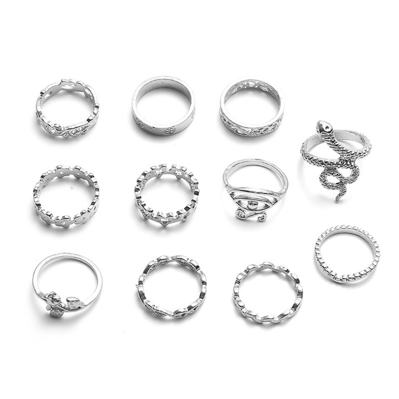 Bohemia 11 Pieces Rings Sets Women Jewelry For Holiday Gift 2020 New Popular Eye Snake Shape Trendy Rings Rings Sets