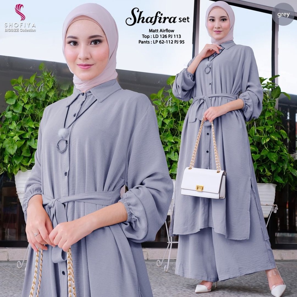 MSB 173| One Set Tunik Vintage Style Safira Daily Setalan Celana  Premium