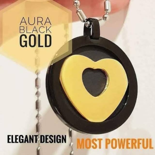 KALUNG KESEHATAN PENDANT AURA HEART BLACK GOLD ORIGINAL BY MCI TERMURAH