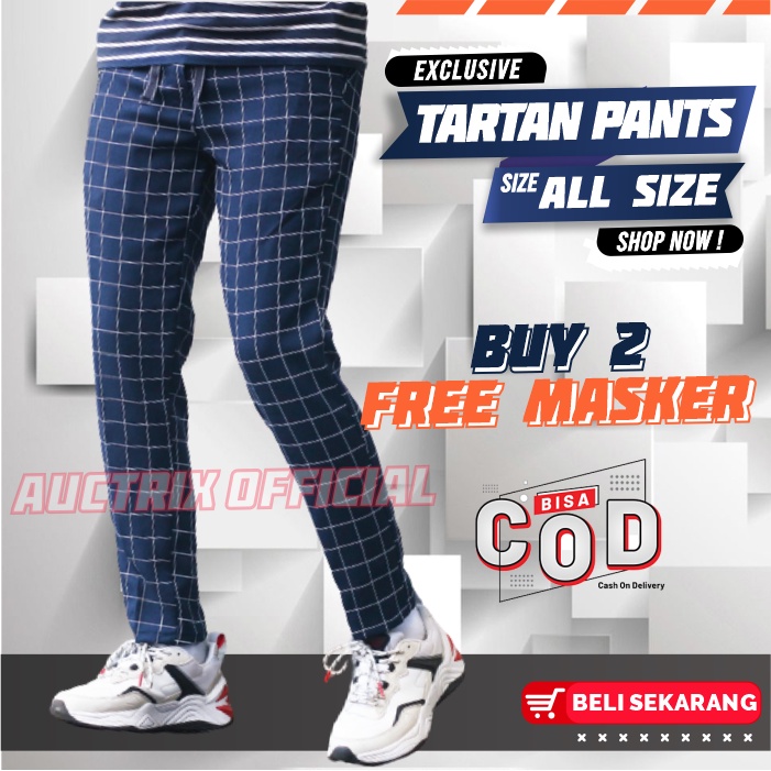 CELANA CHINO TARTAN PRIA ANKLE PANTS MOTIF KOTAK2 WANITA PANJANG COWOK SALUR MODEL SLIMFIT