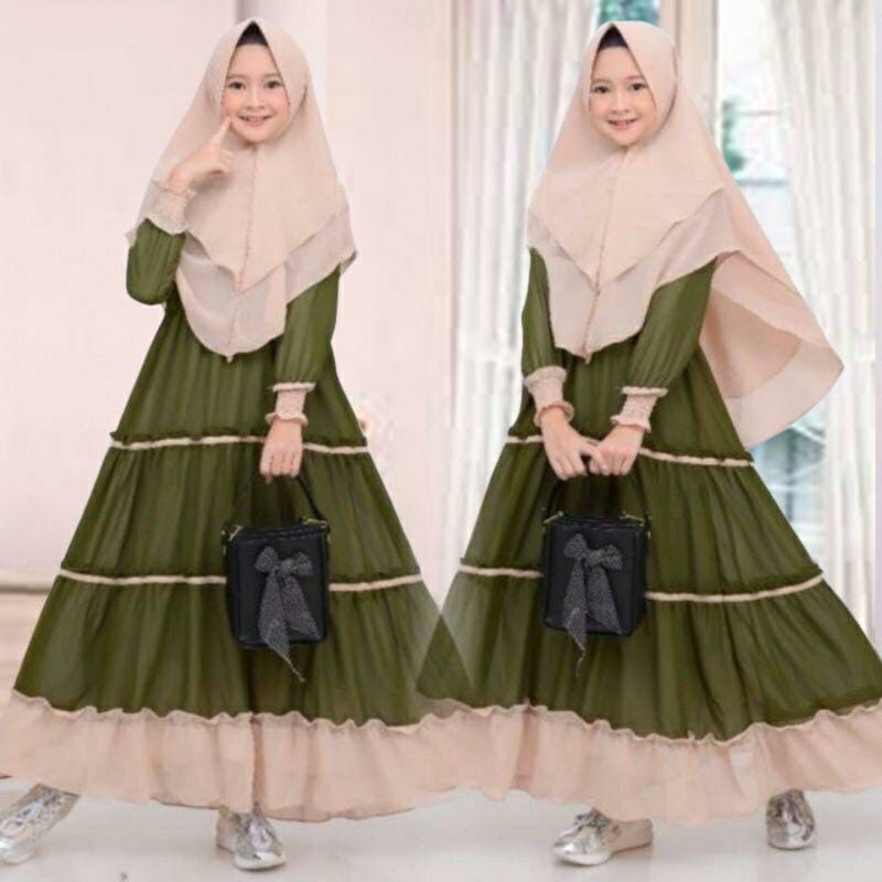 Baju Anak Muslim Perempuan Untuk Umur 12 Tahun 13 Tahun 14 Tahun Model Polka