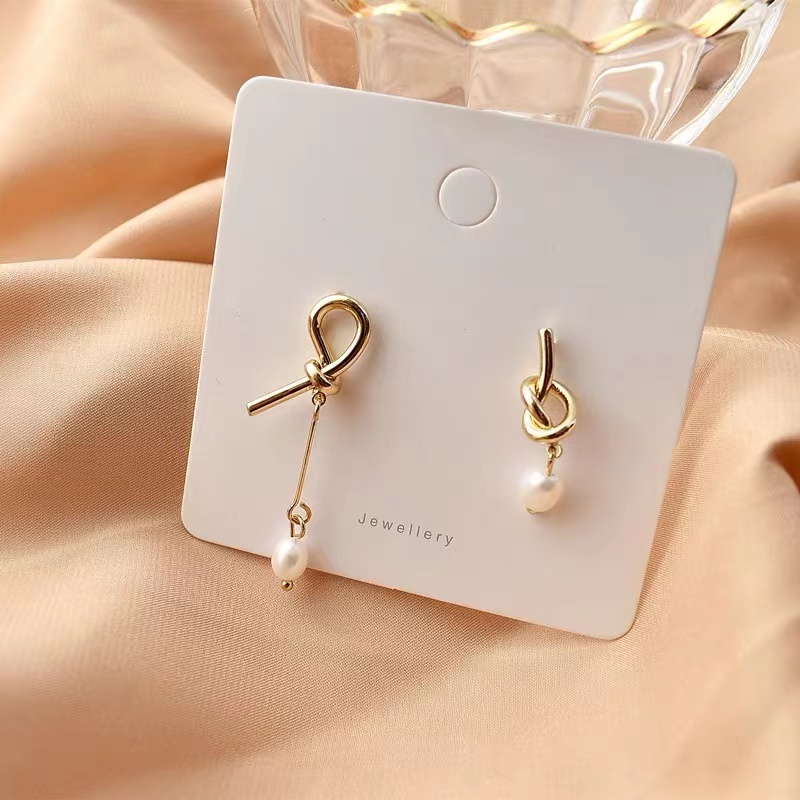 (Hello Girl)E02 Anting Tusuk Wanita Korea Bunga Pita Hati Mutiara Import-E02 Mutiara Kecil