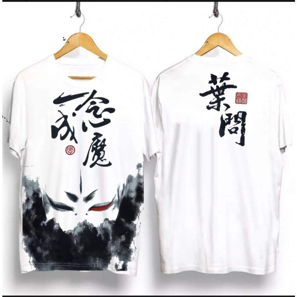 KAOS PRIA SAMURAI TOPENG PUTIH / KAOS SAMURAI JEPANG / KAOS TULISAN JEPANG / KAOS BERGAMBAR / KAOS D