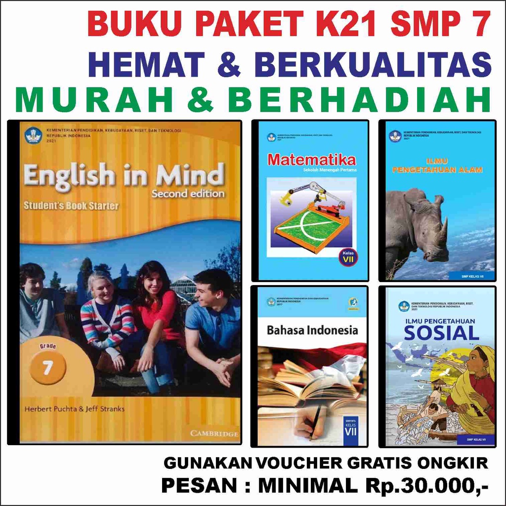 Jual BUKU PAKET SMP Kelas 7 K21 Kemendikbud HEMAT Kurikulum MERDEKA