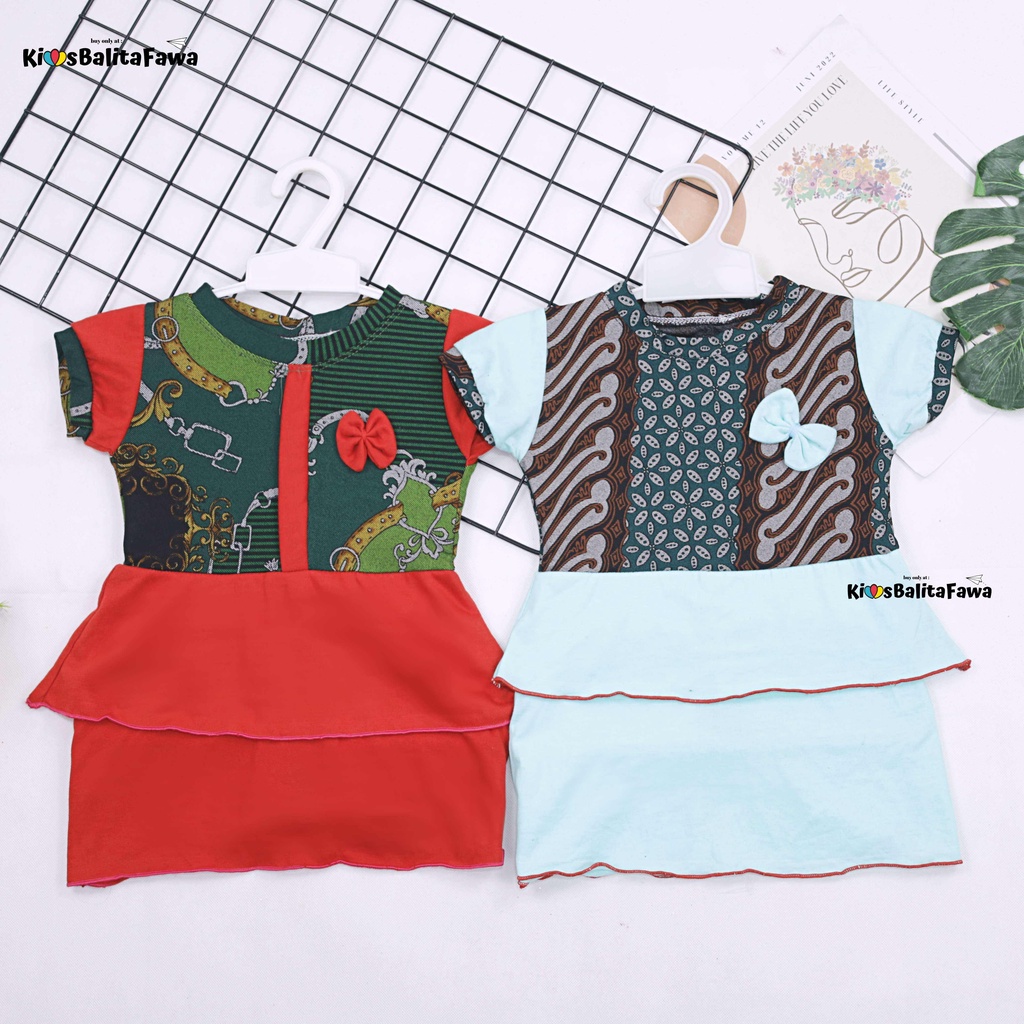 (BATIK) Dress Emma Lengan Size 3-4 Tahun / Dres Lengan Pendek Anak Perempuan Baju Harian Pesta