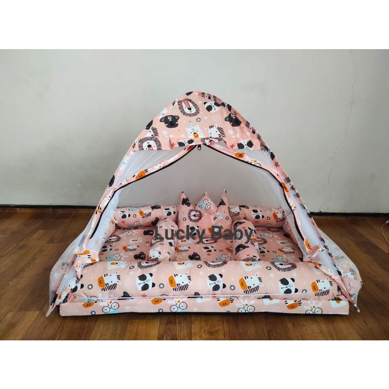 Kasur Bayi Kolam Kulambu Tenda Motif koala peach