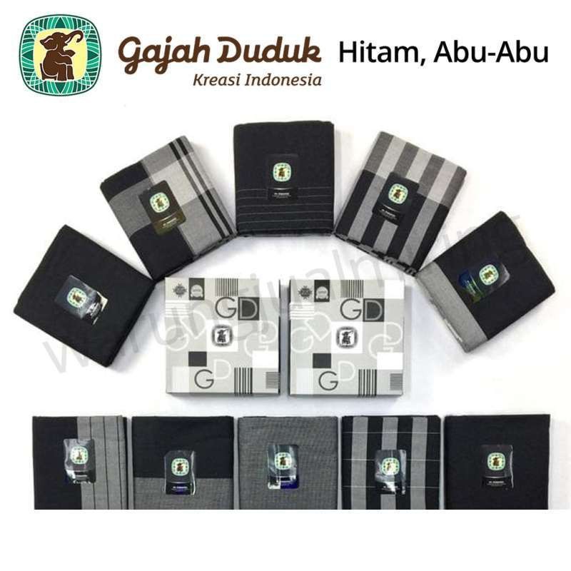 Sarung Gajah Duduk Black & White - Hitam Putih Kain Tenun Motif